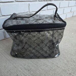 Vintage Lauren Ralph Lauren Clear PVC Cosmetic Bag Toiletry Case RL Monogram Zip